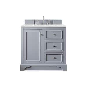 De Soto 37.30 in. W x 23.5 in. D x 36.3 in. H Bathroom Vanity in Silver Gray with Ethereal Noctis Quartz Top