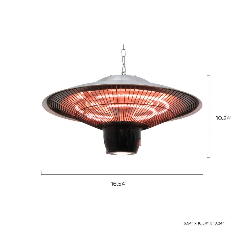 Silver Infrared Electric Hanging Outdoor Heater with Remote