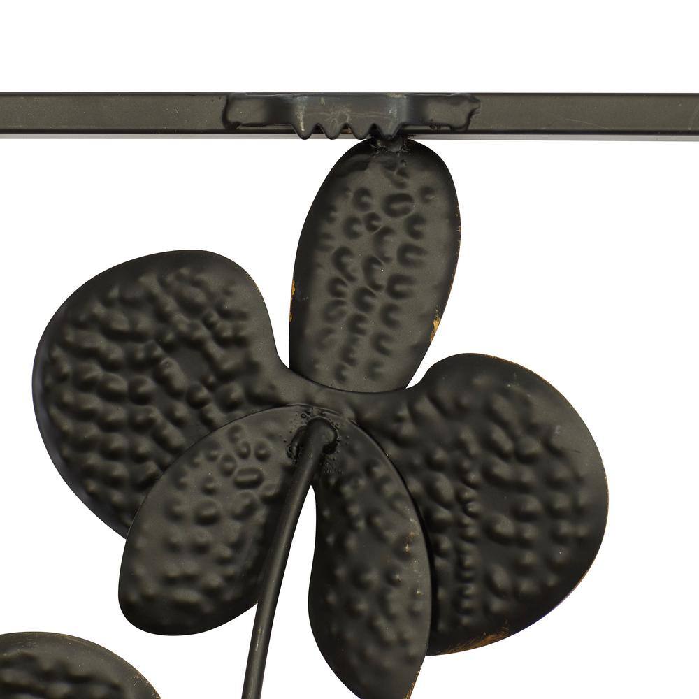 Elegant Black Orchid Metal Wall Sculpture Set, 14"W x 36"H