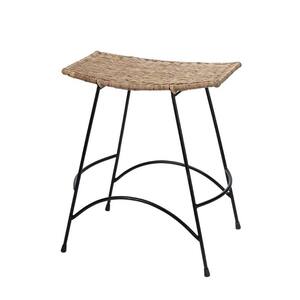19 in. Brown Metal Frame Counter Stool with Rattan Seat