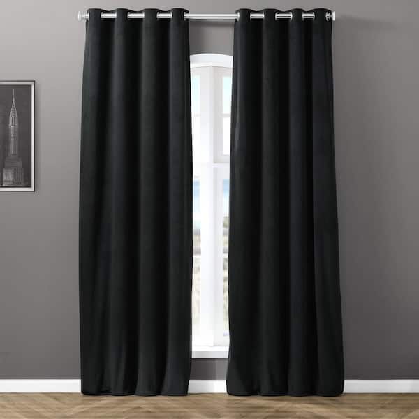 Exclusive Fabrics & Furnishings Blackout Signature Burgundy Red Grommet Blackout Velvet Curtain - 50 in. W x 96 in. L (1 Panel)