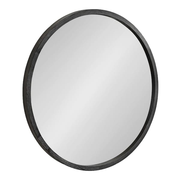 Kate and Laurel Occonor 28 in. W x 28 in. H Black Round Transitional Framed Decorative Wall Mirror