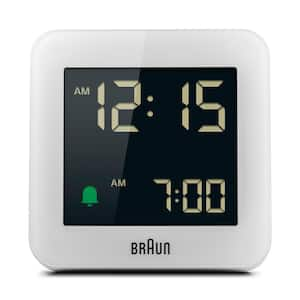 Modern White Digital Alarm Clock with Snooze, Negative LCD Display and Quick Set