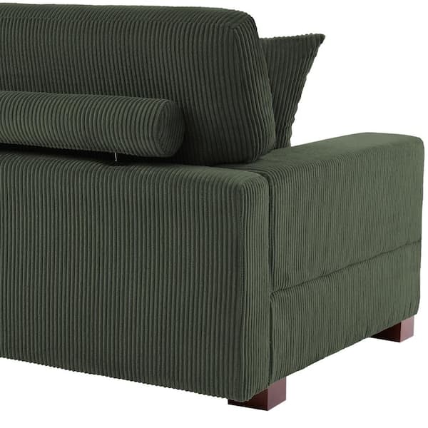 Uixe 117 in. Square Arm 3-piece Corduroy Upholstered 3-Seats