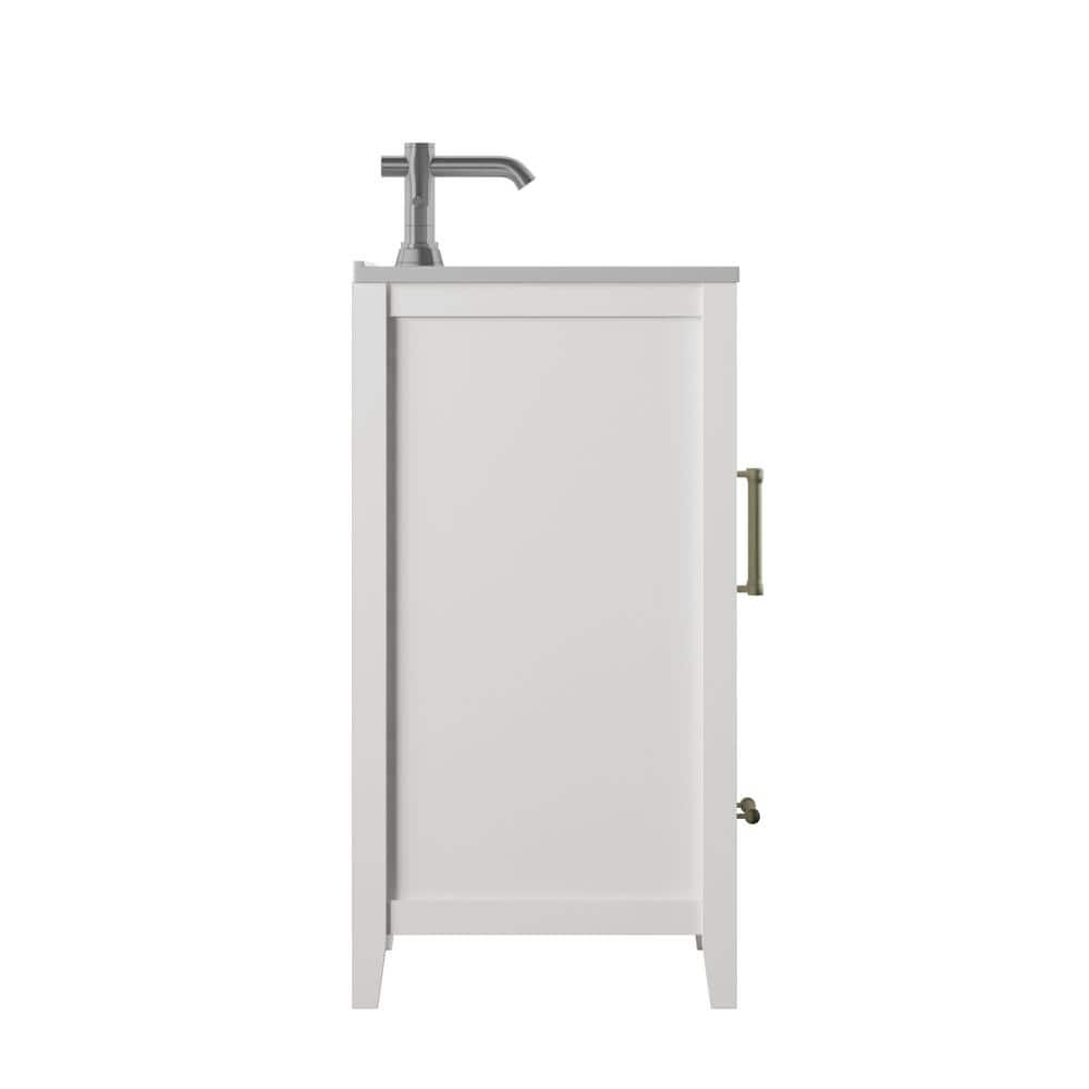 White Freestanding Single Bathroom Vanity with Lower Drawer