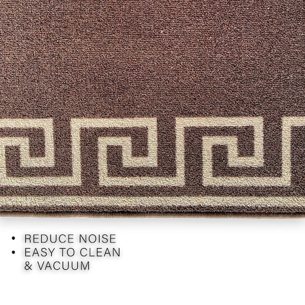 Greek Key Rug Kitchen Mat Brown Beige Non Slip Hallway Runner 