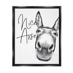 Animal Humor Nice Arse Donkey Bathroom Phrase by Lettered and Lined Floater Frame Animal Wall Art Print 21 in. x 17 in.