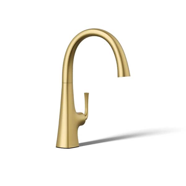 Graze Single Handle Bar Sink Faucet with Swing Spout in Vibrant Brushed Moderne Brass