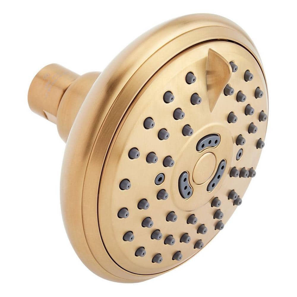 3-Spray Patterns with 1.75 GPM 4.5 in. Wall Mount Full Fixed Shower Head with No Additional Features in Brushed Gold price history on PriceWatchPro