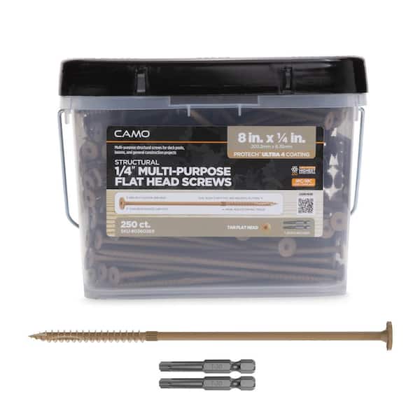 CAMO 1/4 in. x 8 in. Star Drive Flat Head Multi-Purpose Structural Wood Screw - PROTECH Ultra 4 Exterior Coated (250-Pack)