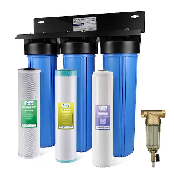 Whole House Water Filter System w/Spin Down Sediment Filter, Anti-Scale, GAC+KDF and Carbon Block