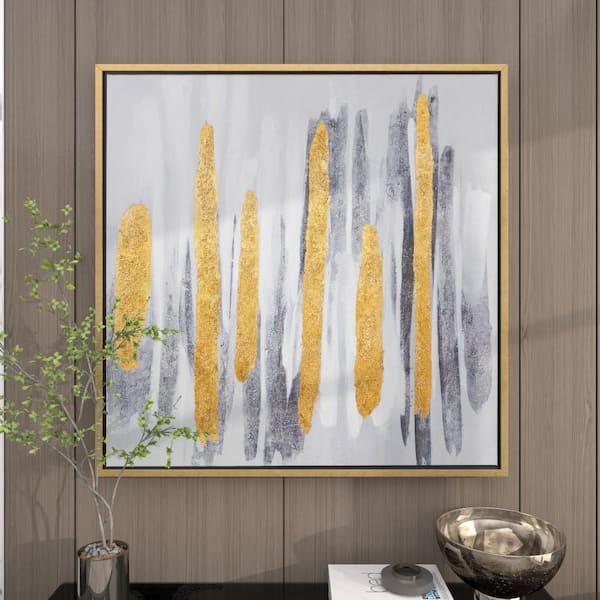 Glam Metal Abstract Framed Wall Art with Gold Frame Gold - CosmoLiving by  Cosmopolitan