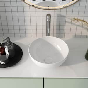 Symmetry 13 in. Classic Ceramic Round Vessel Sink in White, Faucet and Overflow Not Included