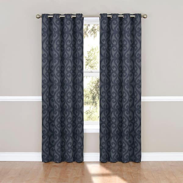 Eclipse Blackout Patricia Blackout Storm Blue Grommet Curtain Panel, 63 in. Length (Price Varies by Size)