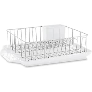 Classic Large Dish Rack in White with Removable 3 Compartment Flatware Caddy