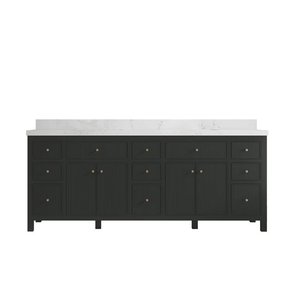 Sonoma 84 in. W x 22 in. D x 36 in. H Double Sink Bath Vanity in Black Top with 2 in. Empira Qt. Top price history on PriceWatchPro