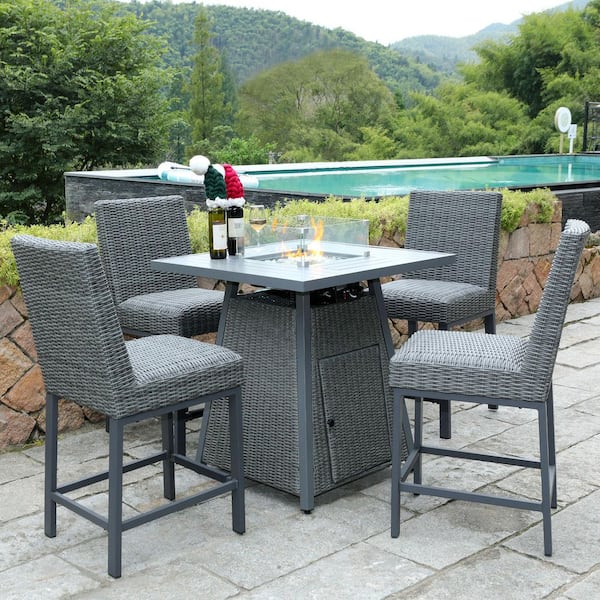 BANSA ROSE 44.88 in. Aluminum Outdoor Bar Stool (2-Pack)