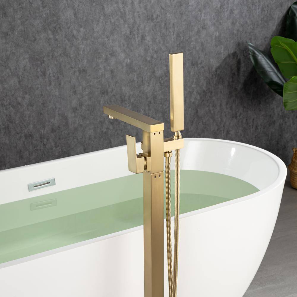 Brushed Gold Freestanding Tub Faucet with Hand Shower