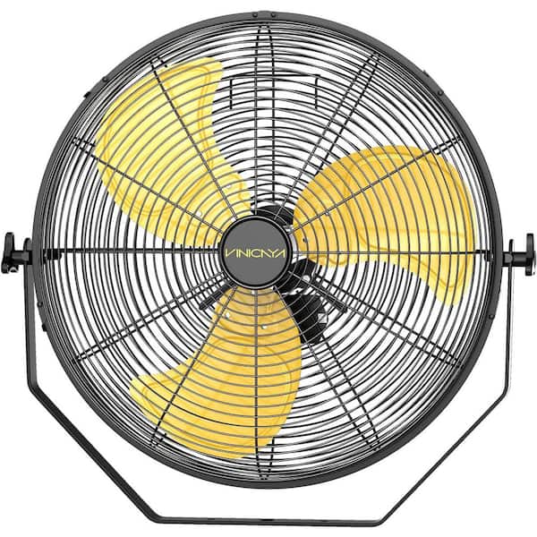 20 in. 3-Speed Black Indoor Industrial Wall Mount Fan with 180° adjustable tilt for Warehouse/Workshop/Garage