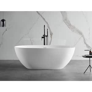 59 in. Stone Resin Flatbottom Bathtub in White