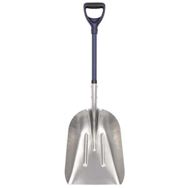 45 in. Fiberglass Handle Aluminum Snow Shovel with D-Grip for Efficient Driveway Snow Removal