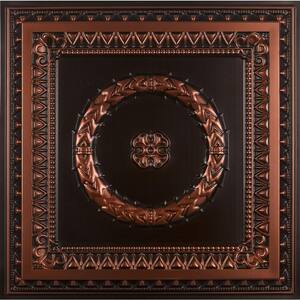 Laurel Wreath 2 ft. x 2 ft. PVC Lay-in or Glue-up Ceiling Panel in Antique Copper (100 sq. ft. / case)