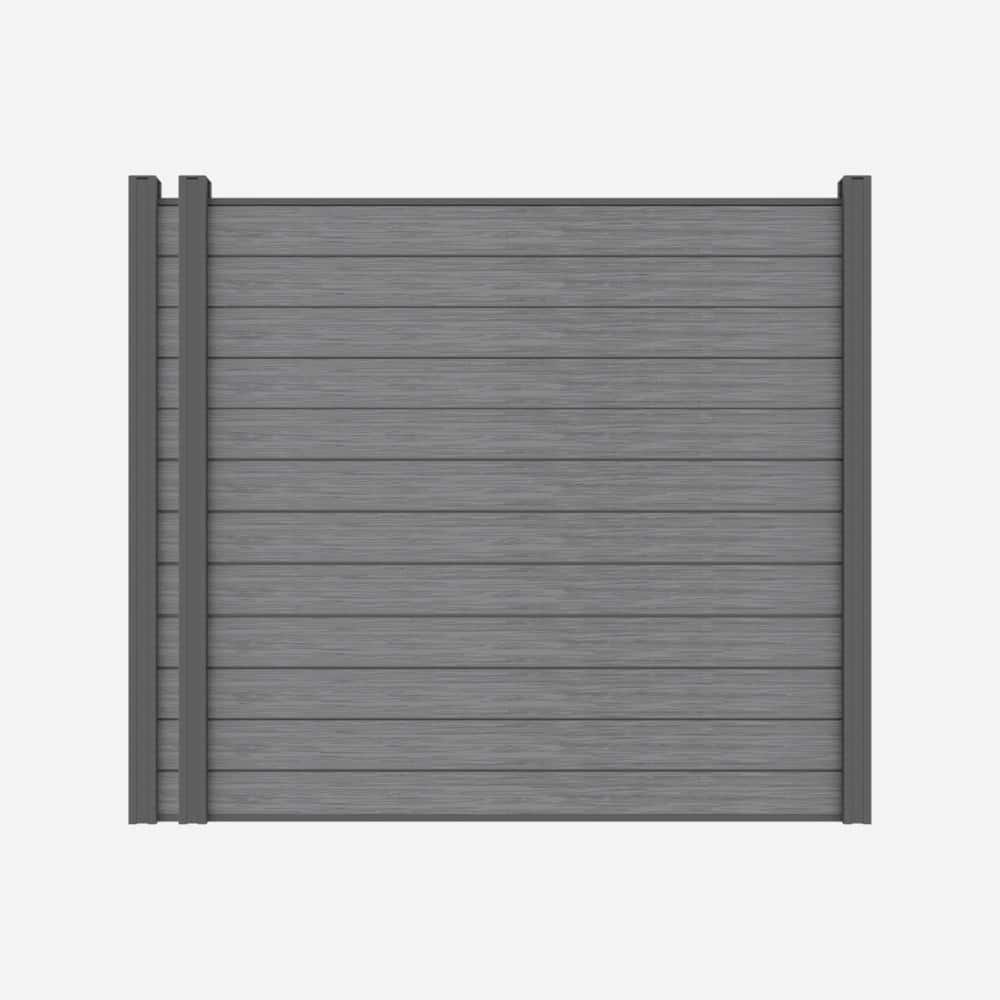 Complete Kit 6 ft. x 6 ft. Embossed Gray WPC Composite Fence Panel with Pro