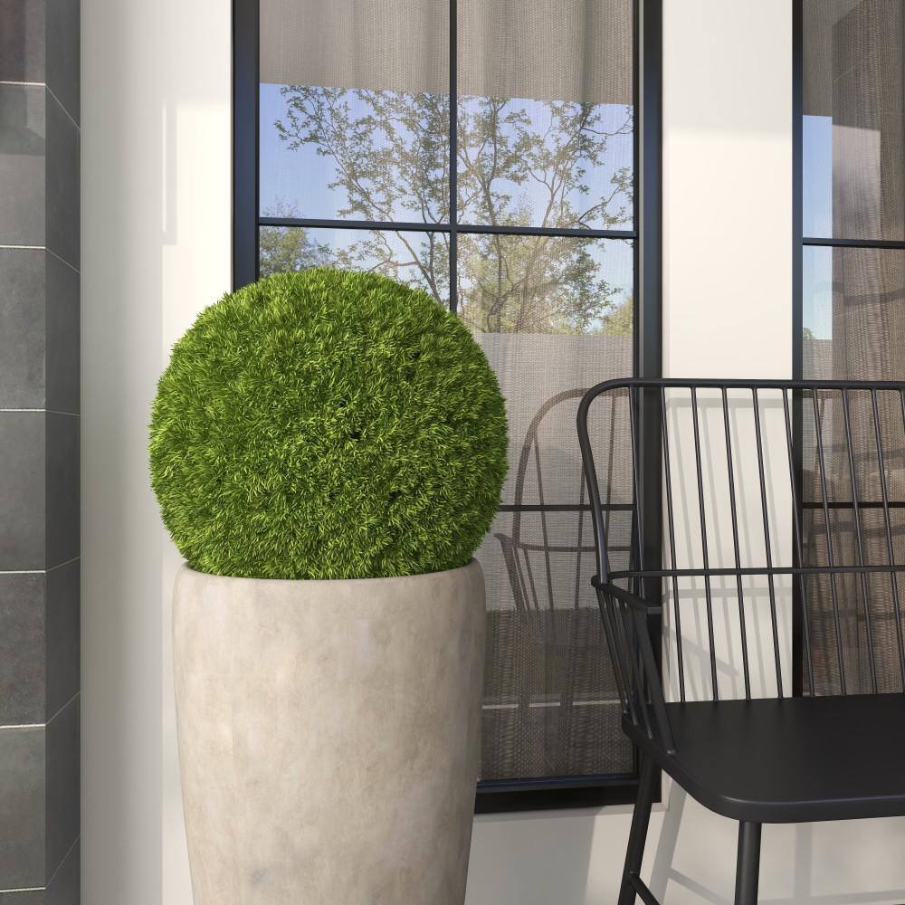 22" Green Plastic Boxwood Topiary Ball for Indoor Outdoor