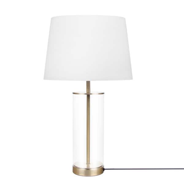 TAIFOND 22.8 in. Gold Glass Table Lamp with Fabric Shade