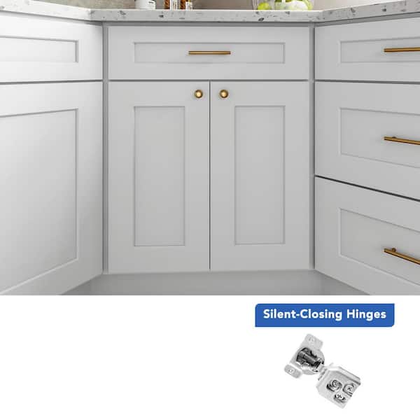 42 in. W x 42 in. D x 34.5 in. H Ready to Assemble Solid Wood Shaker Corner Sink Base Kitchen Cabinet in Oak