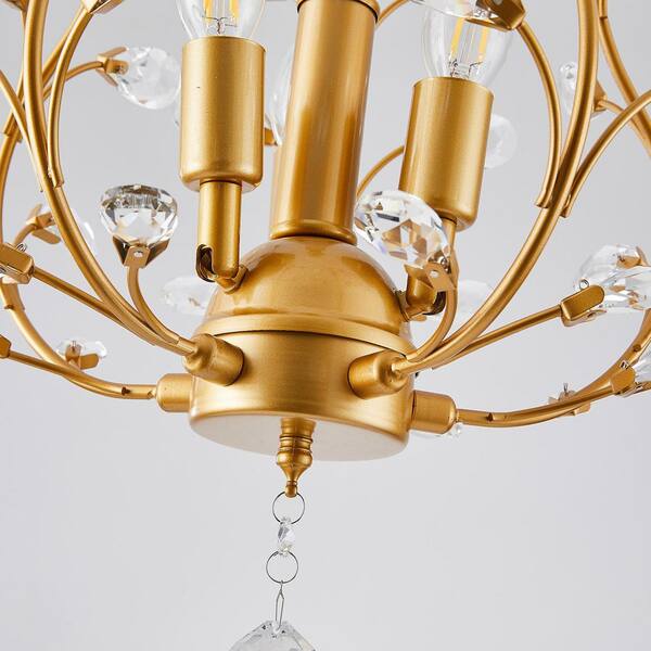Genoci 3-Light Gold Classic Empire Dimmable Chandelier for Bedroom