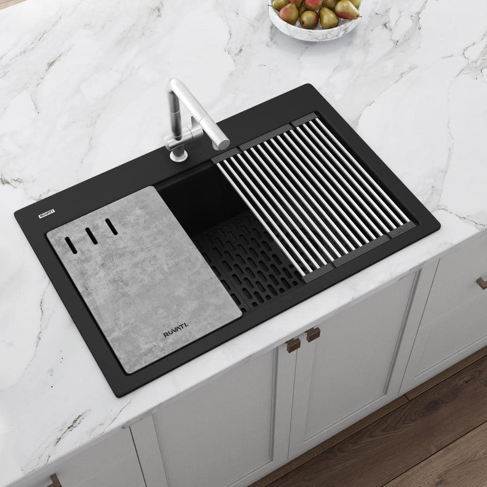 LedgeFit 17 in. x 11 in. Rectangular Textured Concrete Finish Cutting Board for Workstation Sinks - thumbnail 2