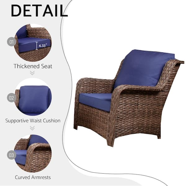 オットマン 5-Piece Wicker Outdoor Sectional Set, Patio Rattan Conversation