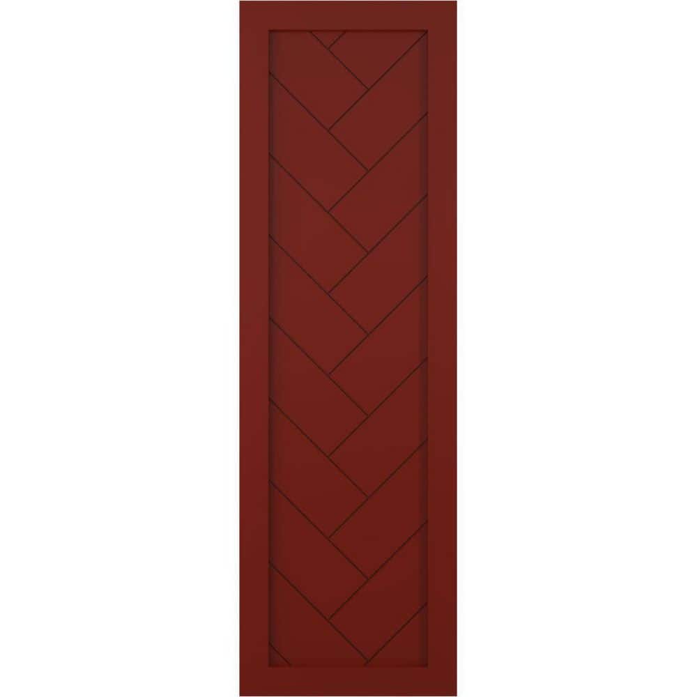 12 in. x 51 in. PVC Single Panel Herringbone Modern Style Fixed Mount Board and Batten Shutters Pair in Pepper Red price history on PriceWatchPro