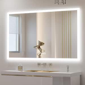 55 in. W x 36 in. H Large Rectangular Frameless LED Light Anti-Fog Acrylic Sensor Wall Bathroom Vanity Mirror