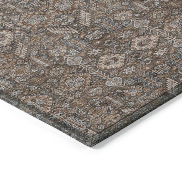 Chocolate 8 ft. x 10 ft. Woven Floral Rectangle Indoor/Outdoor Area Rug