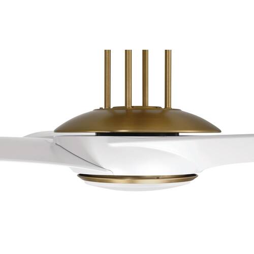 Cam 54 in. Indoor White/Satin Brass CeilingFan and Integrated LED Light Smart Wi-Fi Enabled Remote with Voice Activation Ceiling Fans