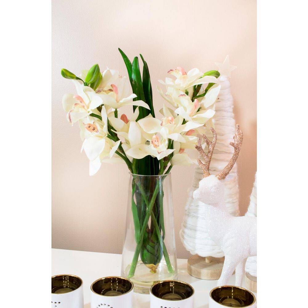 Orchid Elegance Outdoor Tabletop Cymbidium in Glass Vase