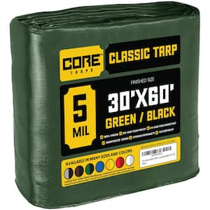 30 ft. x 60 ft. Green/Black 5 Mil Heavy Duty Polyethylene Tarp, Waterproof, UV Resistant, Rip and Tear Proof