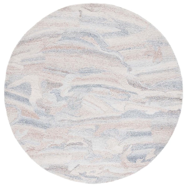 SAFAVIEH Abstract Gray/Brown 6 ft. x 6 ft. Abstract Gray/Brown Eclectic Round Area Rug