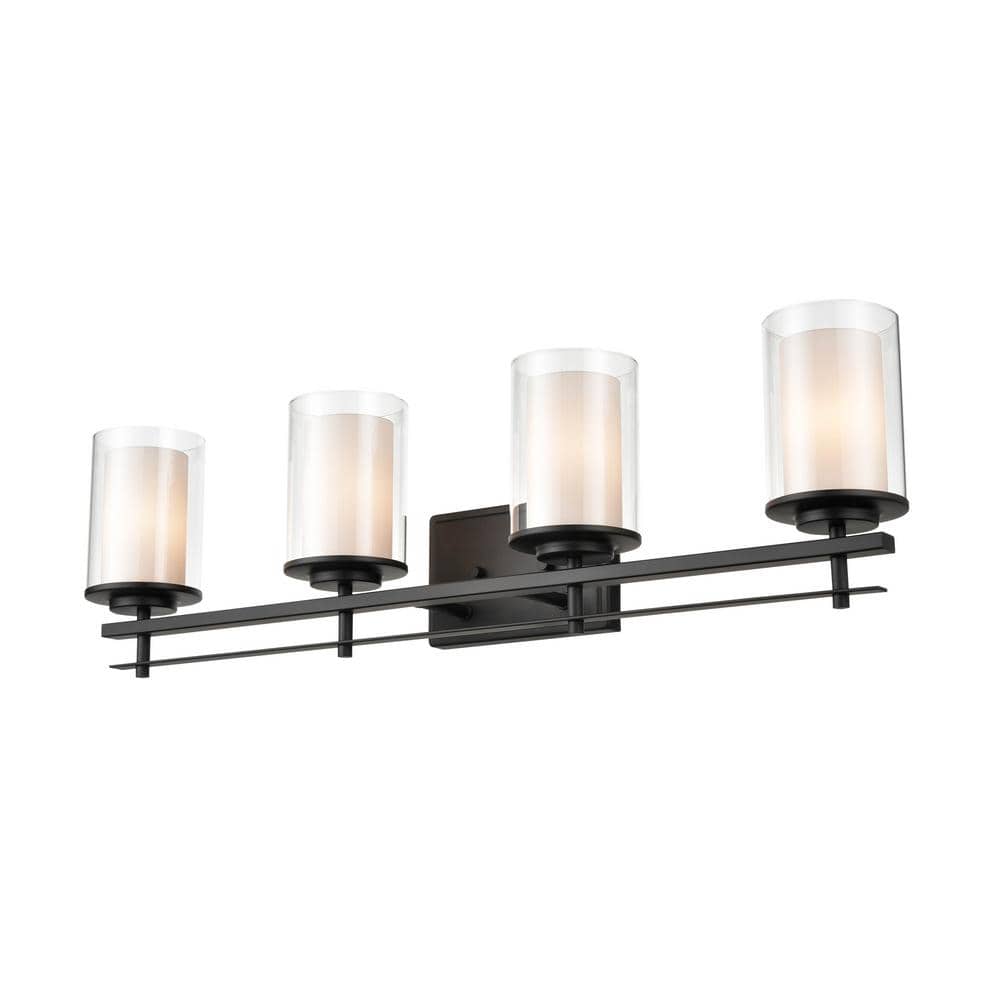 Huderson Matte Black 31" Cylinder Vanity Light Direct Wired
