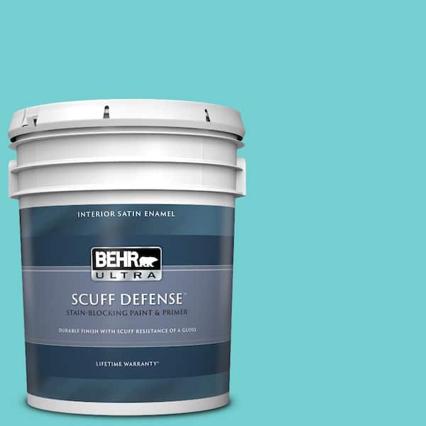 BEHR ULTRA 5 gal. #P460-3 Soft Turquoise Extra Durable Satin Enamel Interior Paint & Primer