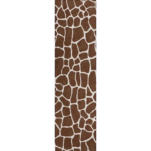 Addison Rugs Kruger Chocolate 2 ft. 3 in. x 7 ft. 6 in. Animal Print Runner Rug