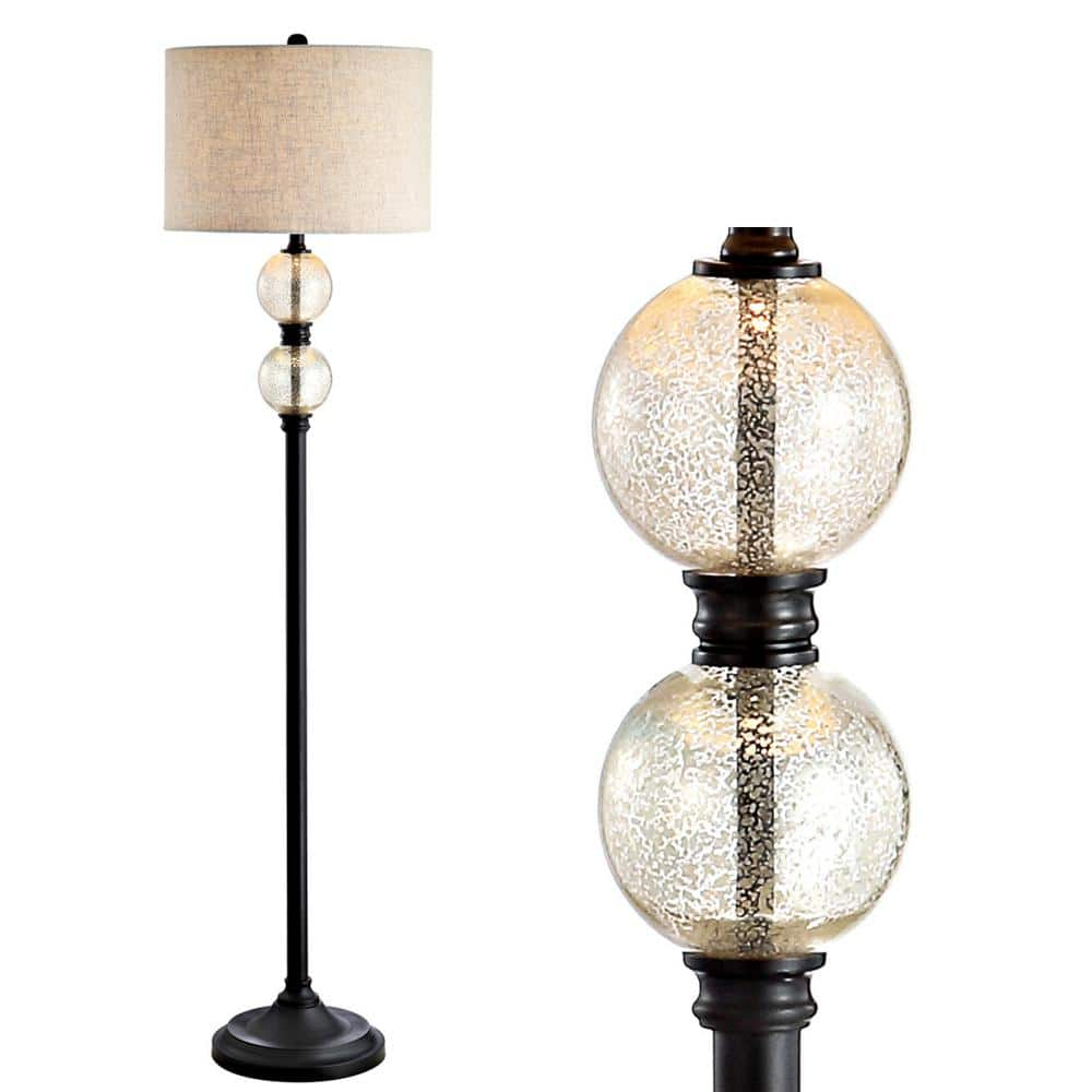 JONATHAN Y January 60 in. Glass/Metal LED Floor Lamp, Mercury