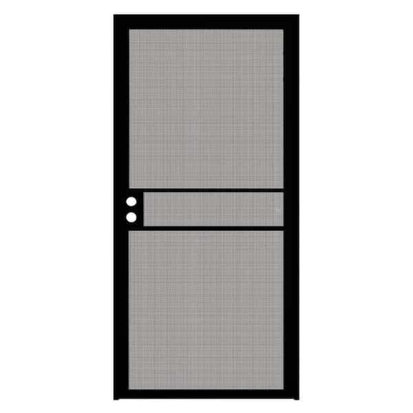 Unique Home Designs ClearGuard 36 in. x 80 in. Universal Black Surface Mount Steel Security Door with Meshtec Screen