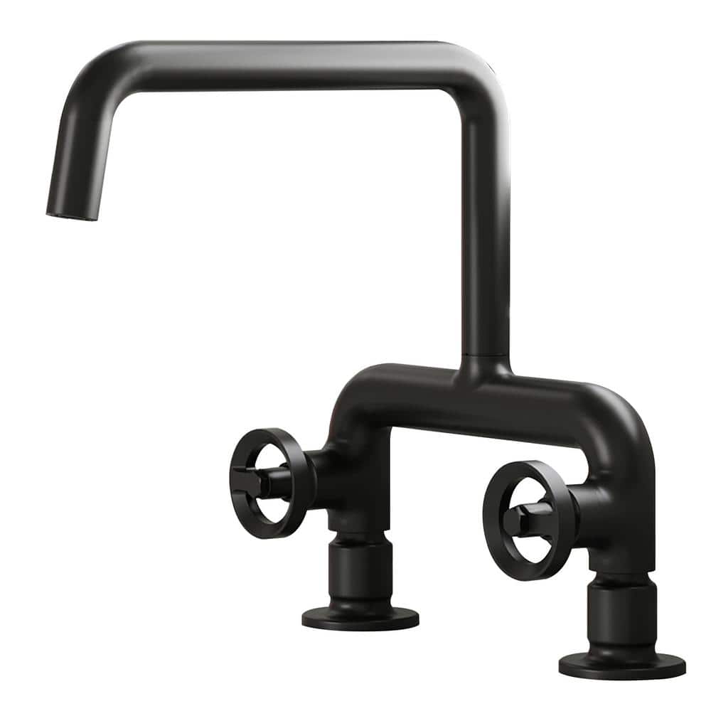 2-Handle Cross Bridge Kitchen Faucet with 360° Swivel Spout in Matte Black price history on PriceWatchPro