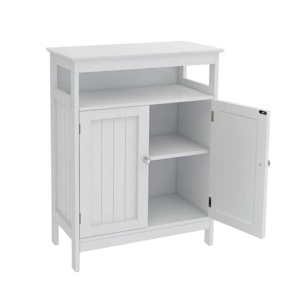 23.62 in. W x 11.81 in. D x 31.5 in. H White Bathroom Double Door Standing Storage Cabinet Linen Cabinet