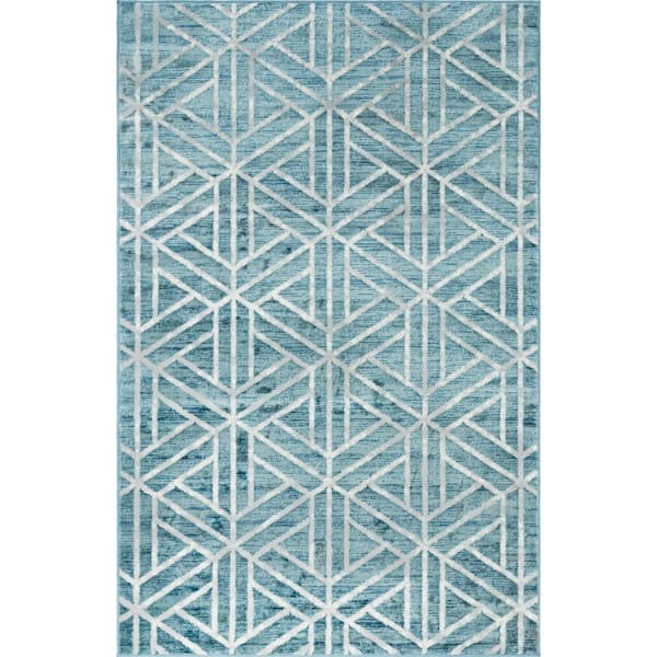Matrix Trellis Motif Blue 9 ft. 10 in. x 14 ft. Area Rug