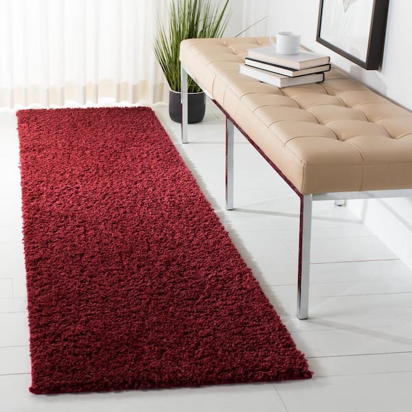 August Shag Burgundy 2 ft. x 10 ft. Solid Runner Rug