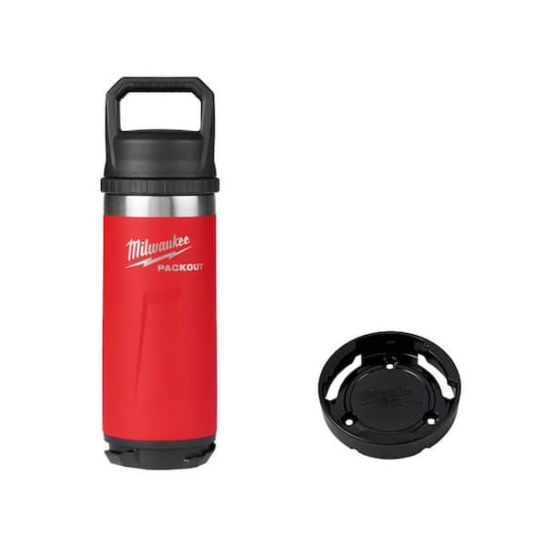 PACKOUT Red 18 oz. Insulated Bottle with Chug Lid and PACKOUT Twist To Lock Mount